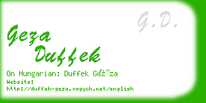 geza duffek business card